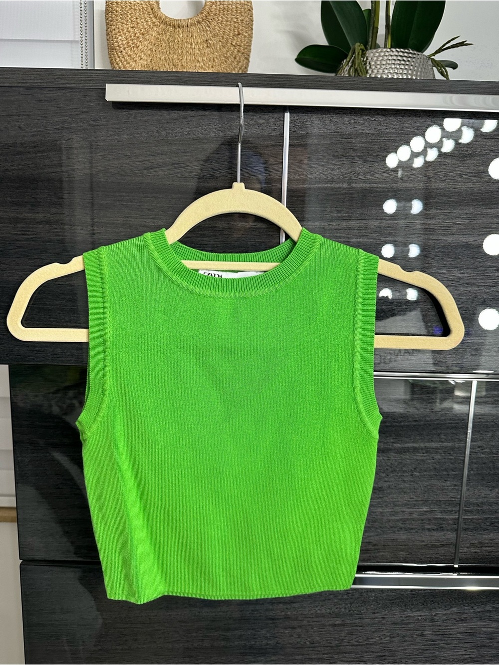 Zara Bright Green Knit Crop Tank